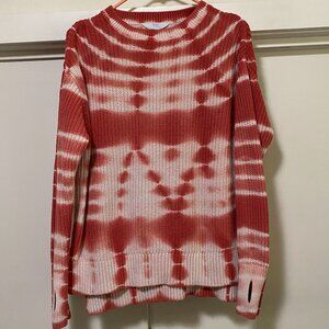 Time and Tru long sleeve red/orange & white tie dye sweater, size XL